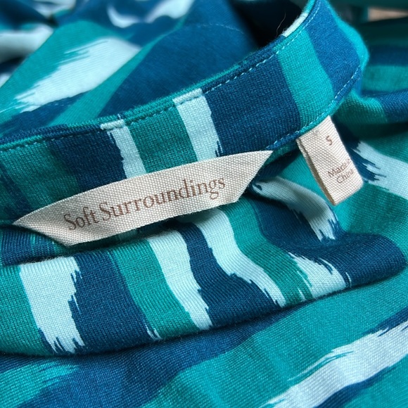 SOFT SURROUNDINGS Isoledad Green/Blue Print Sleveeless Dress S - Picture 7 of 8